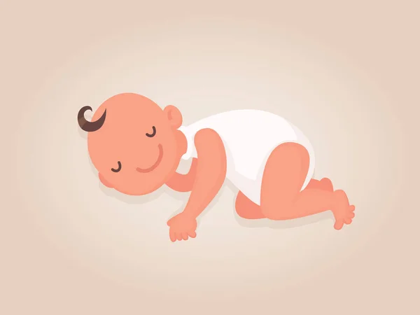 Baby sleeping in the crib. Vector illustration in flat style.