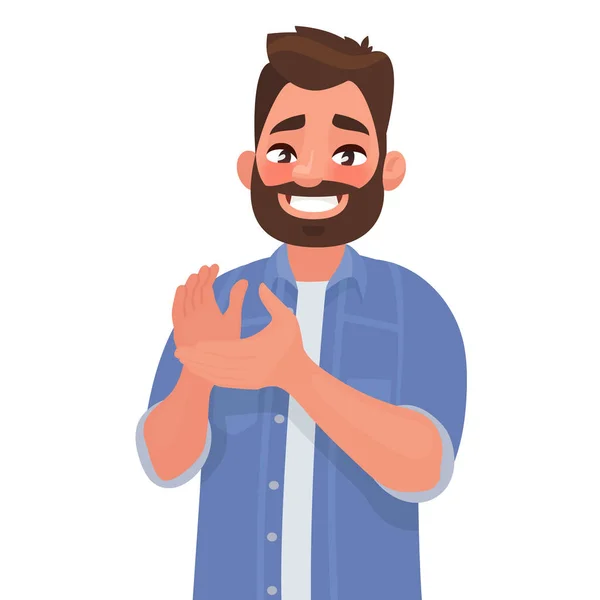 Щаслива Людина Удари Руками Жест Захоплення Браво Вітаємо Векторні Ілюстрації — стоковий вектор