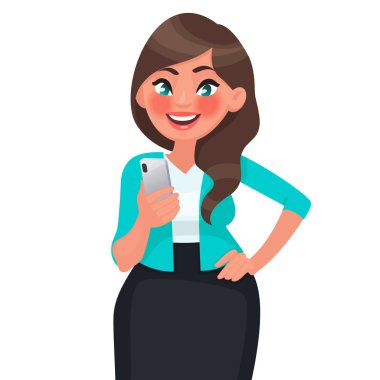 Smartphone onun elinde tutan güzel kız. İnsanlar ve gadge