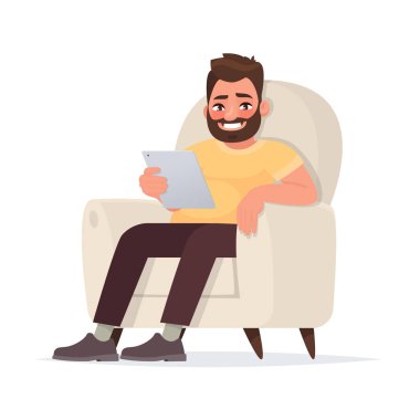 Internet bağımlılığı. Sosyal ağlar üzerinde zaman kaybı. Bir adam ho