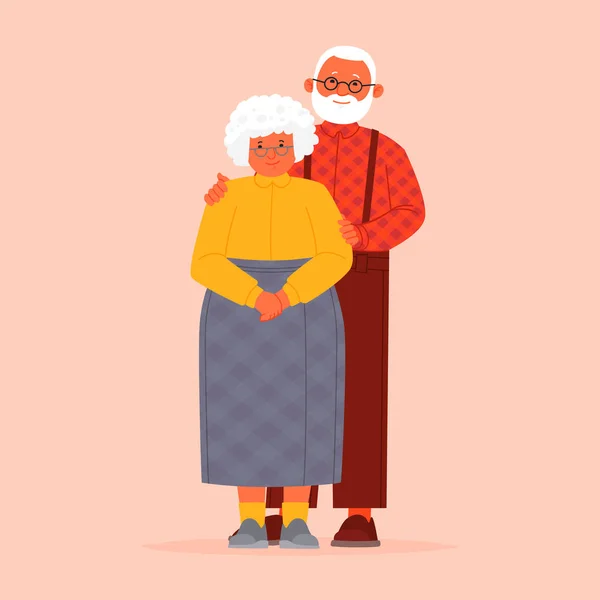 Nenek dan kakek bersama-sama. Kakek-nenek. Kudeta tua - Stok Vektor