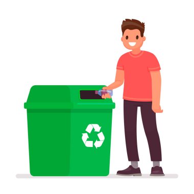 Adam çöp tenekesine plastik bir şişe atar. C kavramı
