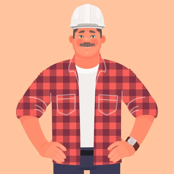 Inżynier budowniczy biznesmen na budowie. Foreman lub PR — Wektor stockowy