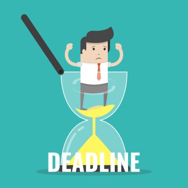 Üzgün işadamı kum saati, son tarih kavramı boğulma.