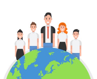 Grup iş adamları ile dünya Küre