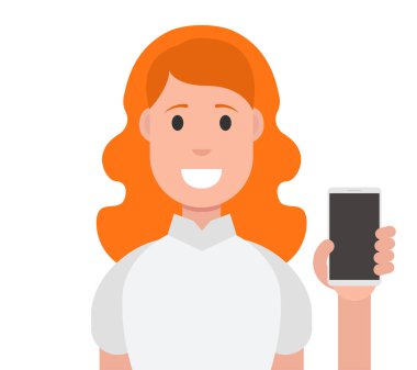 Akıllı telefon elinde tutan kadın beyaz arka plan üzerinde izole