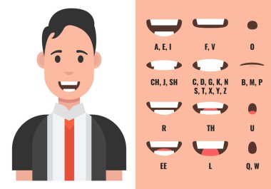 Man character with different cartoon mouths parts. clipart