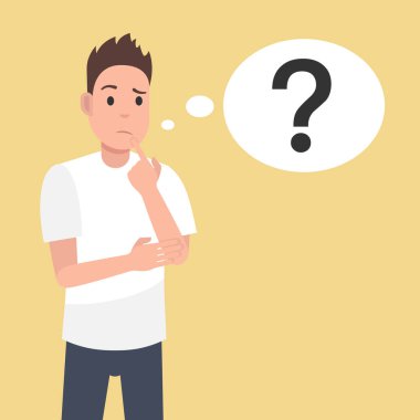 Adam sarı zemin üzerine soru işareti ile komik saç modeli ile