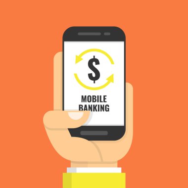 Mobil Bankacılık kavramı - smartphone ile ödeme app tutan adam