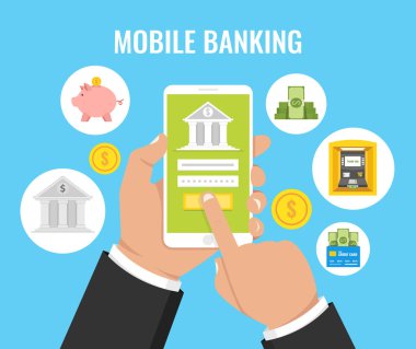 Mobil Bankacılık kavramı - smartphone ile ödeme app tutan adam