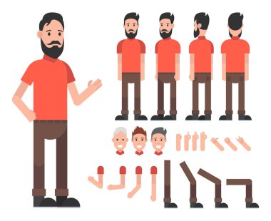 Erkek karakteri farklı vücut parçaları ile.