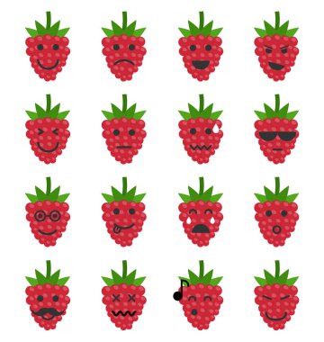 Meyve emoji suratlar, sevimli simgeler kümesi.