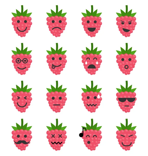 Conjunto Emoticonos Frutas Iconos Lindos — Vector de stock