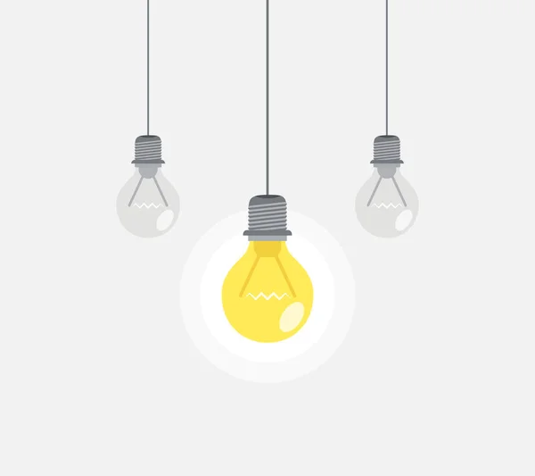 Lampes Suspendues Avec Ampoule Jaune Brillant Bonne Idée Concept — Image vectorielle