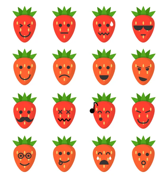 Frucht Emoji Smileys Niedliche Symbole — Stockvektor