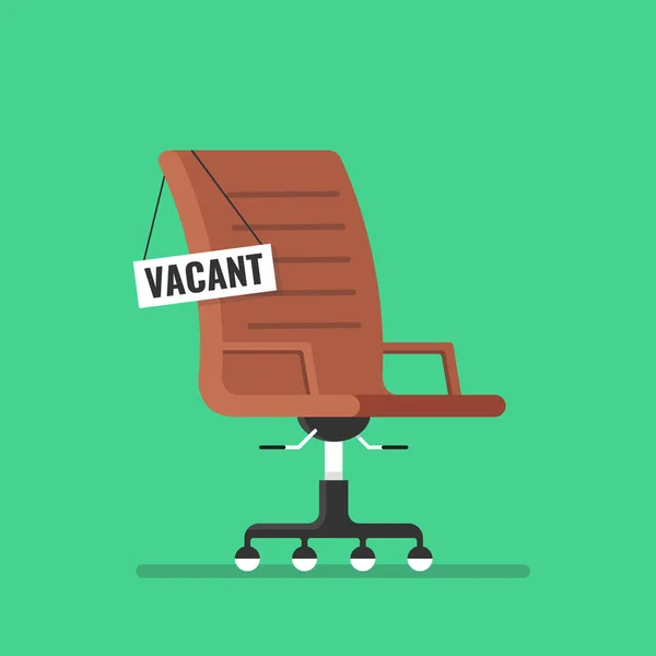 Sillón Marrón Con Cartel Vacante Sobre Fondo Verde — Vector de stock