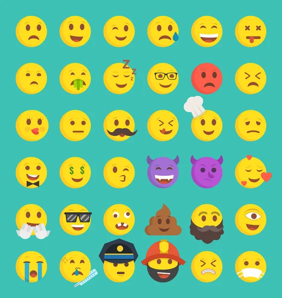 Conjunto Emoticonos Emoji Iconos Lindos — Vector de stock