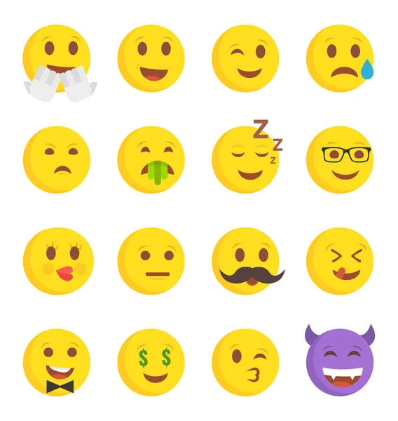 Set Faccine Emoji Icone Carine — Vettoriale Stock