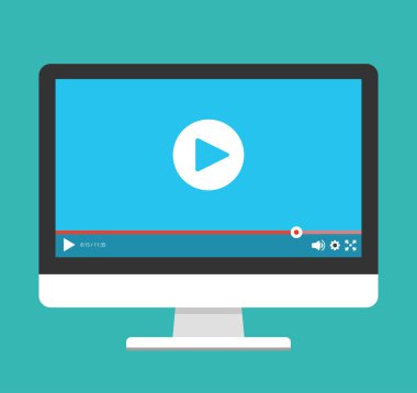 Dizüstü ekran video oynatıcı teknolojileri vektör çizim ile