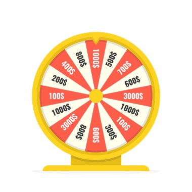 Servet tekerlek düz stil içinde. Oyun para kazanan oyun şans. Vektör çizim.