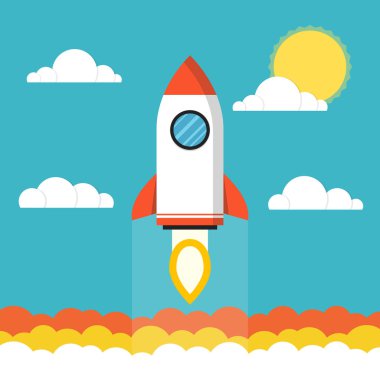 Renkli roketi uzay vektör çizim