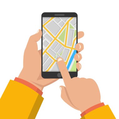 Yol haritası vektör çizim holding erkek eller