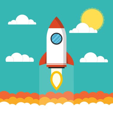 Renkli roketi uzay vektör çizim