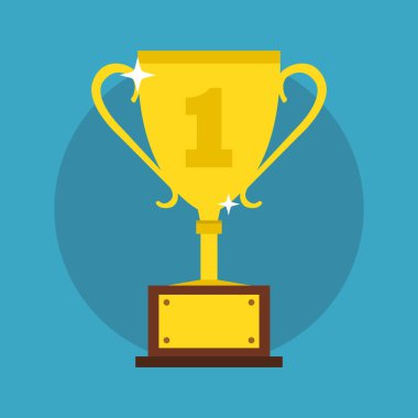 Altın kazanan Kupası. Trophy Kupası. Düz çizgi film tarzı. Vektör çizim.