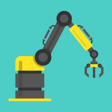 Robotik Kol teknoloji. Düz çizgi film tarzı. Vektör çizim. 