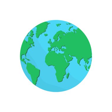 Beyaz arka plan üzerinde izole dünya küre. Düz gezegen simgesi. Vektör çizim.