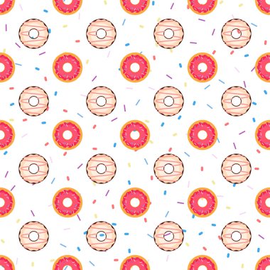 Çörek seamless modeli. Gıda arka plan. Vektör çizim.