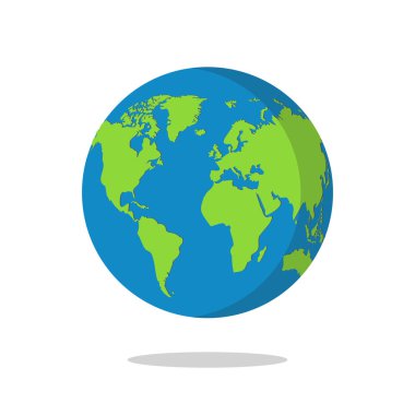 Beyaz arka plan üzerinde izole dünya küre. Düz gezegen simgesi. Vektör çizim.