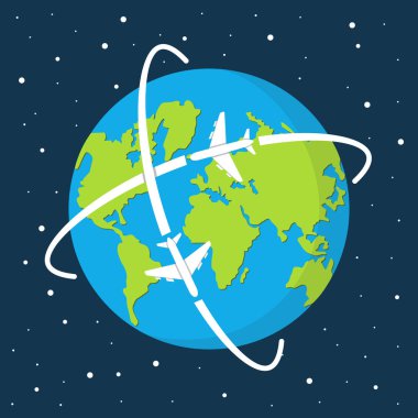 Dünya harita uçak ile. Dünya kavramı seyahat.