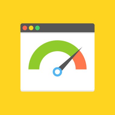 Web sitesi hız yükleme süresi. Hızlı iyi sayfa yükleme hızı süresi gösterilen hız testi ile örümcek ağı kaş. Vektör çizim.