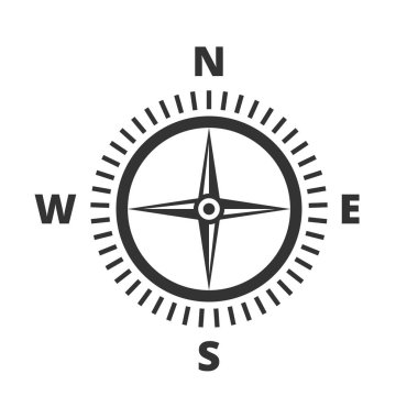 Beyaz arka planda pusula. Vektör İllüstrasyonu. 