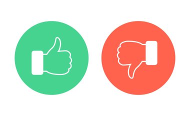 Like and dislike icons set. Thumbs up and thumbs down. Vector illustration. clipart