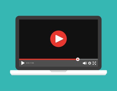 Dizüstü ekran video oynatıcı teknolojileri vektör çizim ile