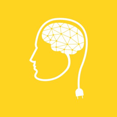 Beyin gücü. Düşünme insanlar kavramı. Vektör çizim. 