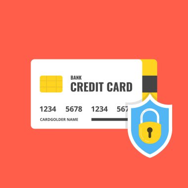 Güvenli ödeme. Kredi kartı simgesi. Vektör çizim.