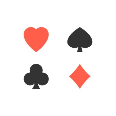 İskambil türden vektör simgeler kümesi. Düz vektör çizim.