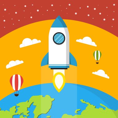 Renkli roketi uzay vektör çizim