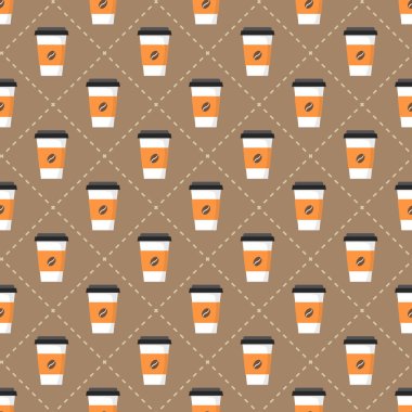 Fincan kahve seamless modeli. Gıda arka plan. Vektör çizim.