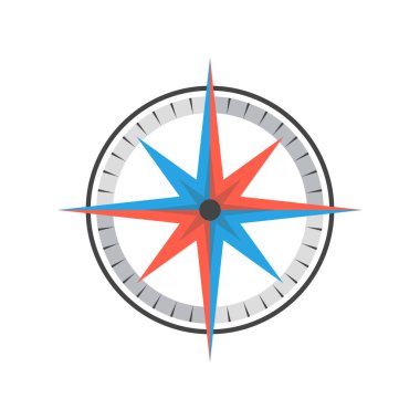 Beyaz arka planda pusula. Vektör İllüstrasyonu. 