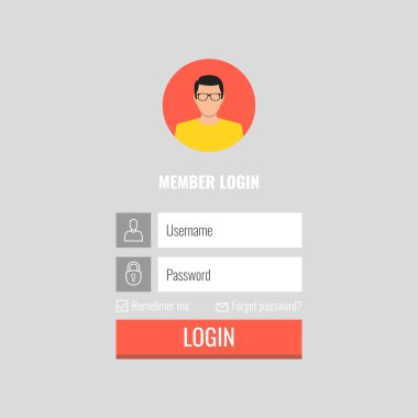 Oturum açma formu menü ile basit bir çizgi kutsal kişilerin resmi. Web tasarım için Web sitesi öğe. Vektör çizim.