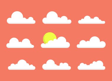 Şirin bulutlar üzerinde renkli arka plan belirleme