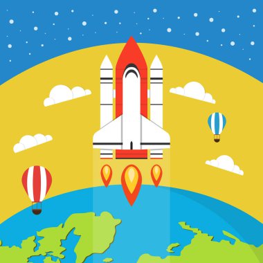 Renkli roketi uzay vektör çizim