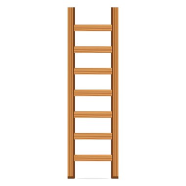 Beyaz arka plan üzerinde izole uzun Ahşap merdiven