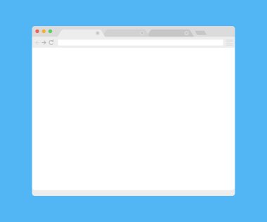 Açık Internet tarayıcı penceresinde düz bir stil. Basit bir boş web sayfası tasarımı.