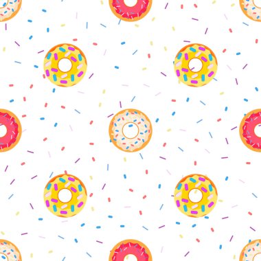 Çörek seamless modeli. Gıda arka plan. Vektör çizim.