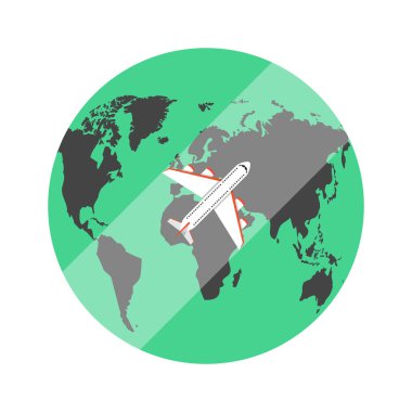 Dünya harita uçak ile. Dünya kavramı seyahat.